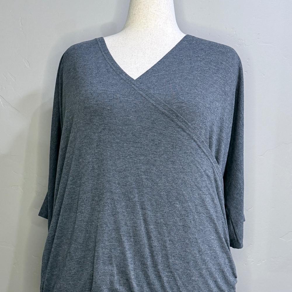 IN'VOLAND Plus Size Draped V-Neck Ruched Tunic Top - 22W